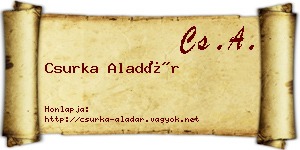 Csurka Aladár névjegykártya